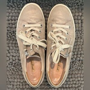 Paul Green Women's Golden Pewter Leather Sneakers